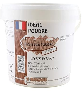 PATE A BOIS IDEAL POUDRE/Mastic en poudre universel destiné à la restauration de tous défauts. Mélangé à l'eau, il forme une pâte à bois fine. (BOIS FONCE)