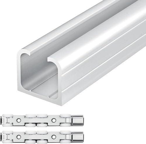 ININOSNP Binari scorrevoli Regolabili Kit for Porte scorrevoli, binari e rulli for Porte scorrevoli Commerciali, binari montati a soffitto o a Parete.(2.5m)