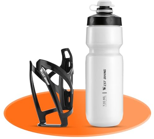 West Biking Bike Water Bottle Cages Ultra-Light Durable PC Bicycle Bottle Holder with Screws Tool, Easy Installation Bicycle Drink Cup Holders Cycling Kettle for MTB Road Bikes (2, Black-White)