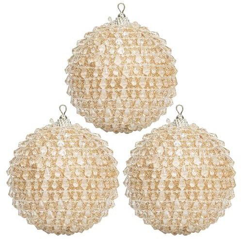 4 Stuck weihnachtskugeln Kunststoff 15cm groß XXL christbaumkugeln Plastik fur weihnachtsbaumschmuck weihnachtsdeko shatterproof Basteln Anhänger (Kunststoff, Pearl)