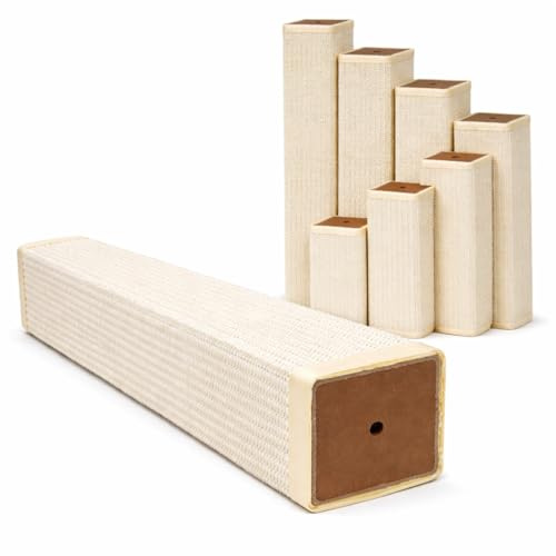 eyepower 30 cm Colonna Tiragraffi di Ricambio Quadrata - 9 x 9 cm Filetto M8 - Accessorio per Albero per Gatti - Palo in Sisal con Nucleo Stabile - Pilastro per Riparazione Graffiatoio Gatto Grattino