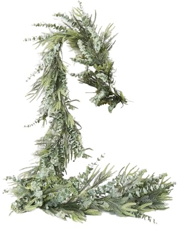 Renopfect Künstliche Kieferngirlande 240cm N-orfolk Pine Weihnachtsdeko Girlande Mit Eukalyptus, Künstliche Kiefergirlande Naturgetreue Tannengirlande Für Innen Außen Kamin Treppe Tisch Tür Deko