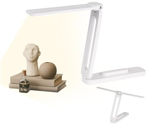 Faltbare Doppelkopf LED Schreibtischlampe - 3 Farbtemperaturmodi, 5 Helligkeitsstufen, Touch Lampe Schreibtischlampe Kabellos, LED Tischlampe Akku usb Aufladbar, 2000Mah Desk Lamp, Nachttischlampe