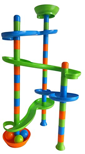 alldoro 61100 Big Ball Track Kugelbahn, XXL Murmelbahn mit 46 Teile, Rollbahn Strecke mit 4 großen Kugeln, Jumbo Bahnelemente in Tragetasche, Motorik und Konstruktionsspielzeug für Kinder ab 2 Jahre