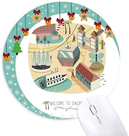 Singapore Theme Park Cable Car Mouse Pad Jingling Bell Round Rubber Mat