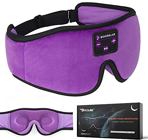Boodlab Schlafkopfhörer Schlafmaske 3D Schlafaugenmaske mit ultradünnen HD Stereo Lautsprechern Waschbar Einstellbar für schlafende Seitenschläfer,Flugreisen,Yoga,Meditation,Urlaub