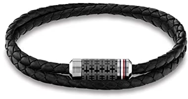 Tommy Hilfiger Jewelry Armband für Herren mit Schwarzem Geflochtenem Leder in Doppelschlaufe - 2790327