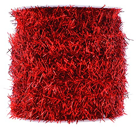 Mandala Crafts Rote Lametta-Girlande – dünne Metallic-Folien-Glitzer-Mini-Girlande für Weihnachtsbaum, Party, Hochzeitsdekoration und Urlaubsdekorationen