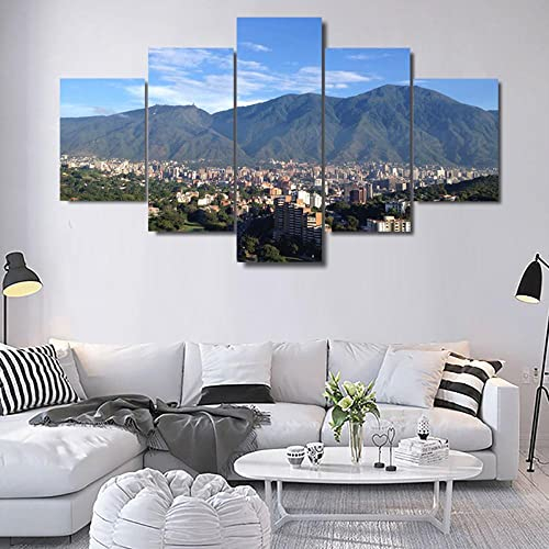 5 Paneles Lienzo Arte Ávila Caracas Montaña Paisaje Cuadro de pared Sala de estar Decoración Dormitorio Papel tapiz Decoración para el hogar Cuadros Lienzo Impresión Arte de No Framed W150cm*H80cm
