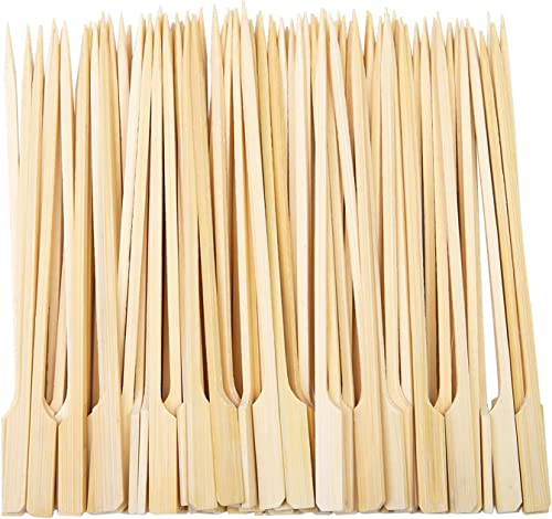 BOBOZHONG Pique a Brochette Bambou Bâton de,Bambus Paddel Spieße Grill,100 Stück BBQ Bambus Grillspieße, 20cm Holzspieße Holzspiesse Fingerfood Spiesse, HolzSchaschlikspieße