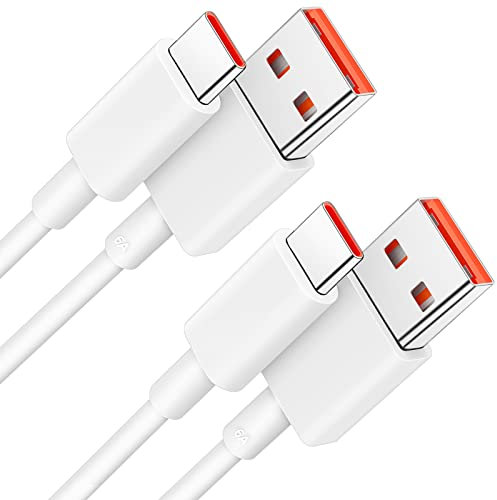 Cavo USB C Ricarica Rapida (1M+2M/Set di 2),120W 6A USB Tipo C Cavo Ricarica Turbo per Xiaomi 13 Pro/12T/11T Pro, Cavo Ricarica Rapida per Redmi Note 12 11 10 Pro/Mi 13/12/11 Lite/Pad 5/POCO X5/M4 Pro