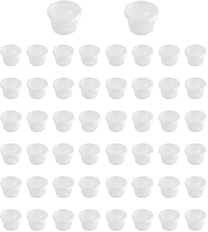 Lot De 50 Pots à Sauce En Plastique Avec Couvercle Articulé Boîte à Sauce Transparente Pour Sauce à Emporter Chutney Ketchup Barbecue Picnic Restaurant (25ML)
