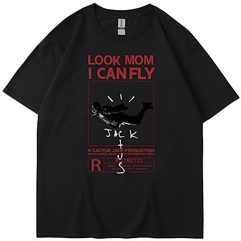 Silver Basic Unisex Travis&Ky Rap T-Shirt Hiphop Summer Tee Look Mom I Can Fly Maglietta a Maniche Corte in Cotone XL,HEIBAI-1