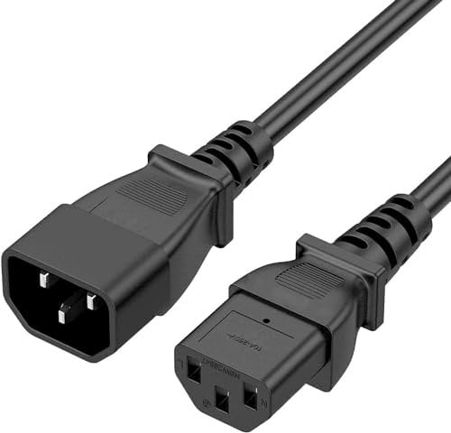 3 Metre IEC 320 C13 to C14 Cable for Extension Cable Male to Female Kettle Lead for Computers, Servers, Routers and Switches, Monitors, Rice Cookers