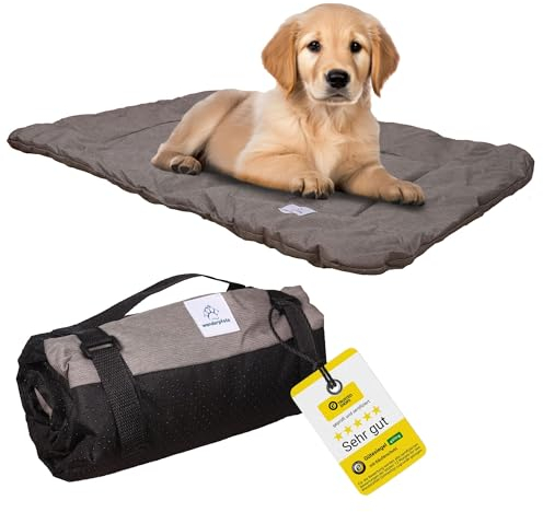 Wanderpfote Hundedecke für Unterwegs, 75 x 50cm – Waschbar, Orthopädisch, Wasserdicht – Hochwertiges Design – Hundedecke Outdoor, Hundematte Auto (Braun, Größe M)