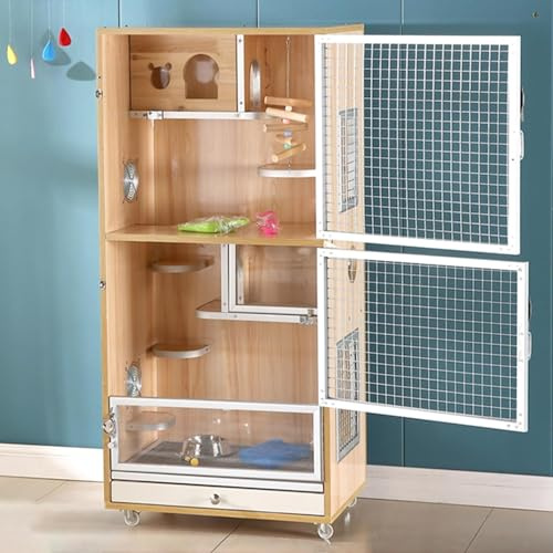 GHHDPDMJ Cage pour Furet et Chinchilla - Armoire pour Animaux de Compagnie - Châssis Avec Tiroir - Habitat d'Escalade Chaud Pour l'Hiver et Frais Pour l'Été - Maison Pour Écureuil