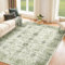 Guchuang Bedding Rugs Living Room Large 160x230cm, Machine Washable Rug for Bedroom, Green Floral Vintage Area Rugs Soft Short Pile, Non Slip Boho Faux Wool Carpet for Kitchen, Dining Room, Office