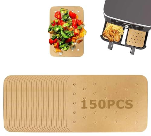 150 Stück Backpapier Für Heißluftfritteuse,Airfryer Backpapier,Kompatibel Mit Ninja Airfryer Af300eu Und Af400eu,Perforiertes Backpapier,Heißluftfritteuse Backpapier Für Knusprige,Gesunde Gerichte