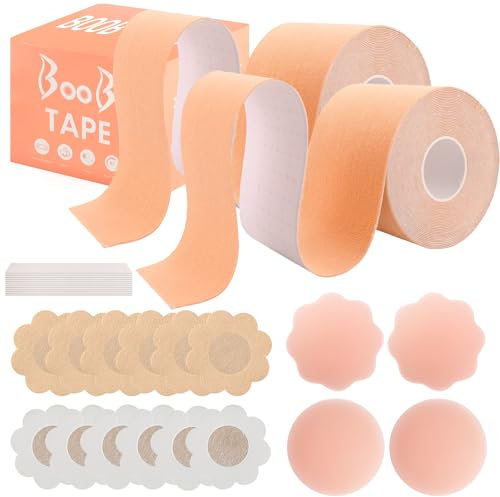 Boob Tape, capezzoli, nastro per petto, impermeabile e invisibile, reggiseno push up, copertura per capezzoli di alta qualità, nastro per vestiti, reggiseno senza spalline per seni in silicone, 28pcs