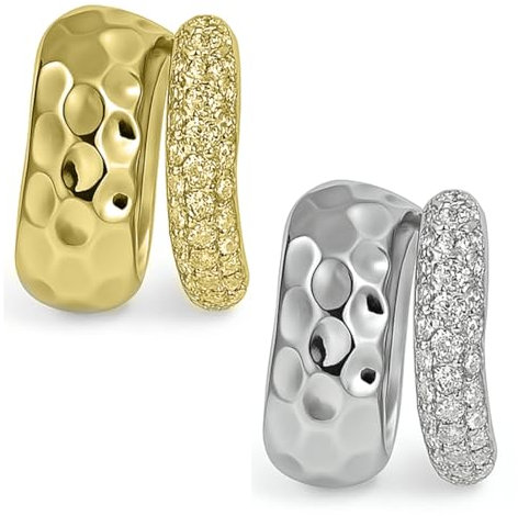 XYTAHDM 2 Pcs Ear Cuff Orecchini Non piercing, Orecchini Donna Chunky Earcuff Orecchini Senza Buco alla a clip per Cartilagine Orecchini a clip per Ragazze Ipoallergenici,Argento+Oro