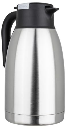 Isolierkanne aus Edelstahl 1,5l oder 2l Thermoskanne Kaffee isolierte Kaffeekanne Gastro Kaffeekaraffe Kaffespender auch für Camping & HLKauf-Block (Isolierkanne 2L & HLKauf-Block)