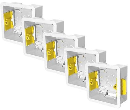 Evoges 1 Gang Dry Lining Back Box 35mm | Fast-Fit Electrical Wall Box for Plasterboard (Pack of 5)