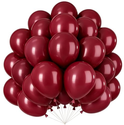 Luftballons Wein Rot, 100er Pack 10 Zoll Weinrot Latex Ballons, Wein Rot Helium Luftballon, Rubin-weinrote Girlande Party Ballons Set für Babyparty Hochzeit Valentinstags Geburtstags Party Deko