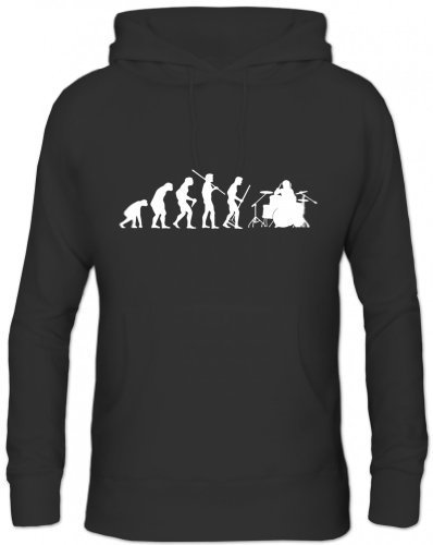 Shirtstreet24, Evolution Drummer,Schlagzeuger Drum Kit Herren Kapuzen Sweatshirt Hoodie - Pullover, Größe: XXL,Schwarz