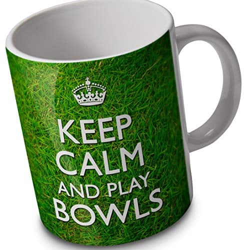 verytea Keep Calm and Play Bowls - Mug Cup - Grassy Background