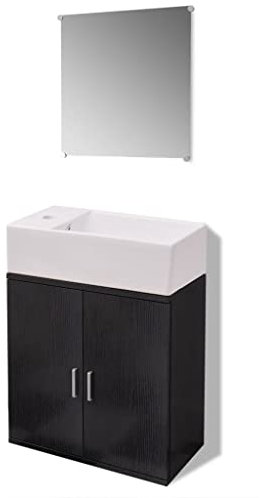 vidaXL Juego Completo de Muebles de Cuarto de Baño con Lavabo 3 Piezas Negro