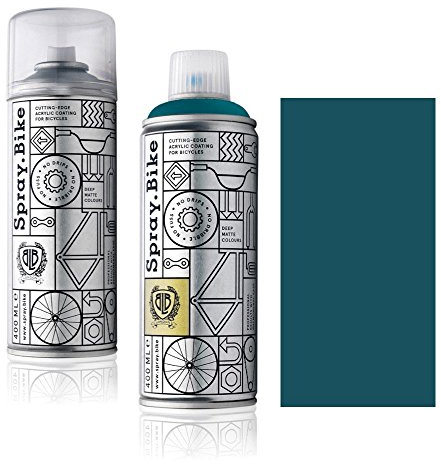 SPRAY.BIKE Fahrrad Lackspray in versch. Farben - KEINE GRUNDIERUNG notwendig - Acryllack/Lack Spray in 400 ml Spraydose, Matt- und Klarlack Optik möglich (Blaugrün Battersea, Klarlack Set)