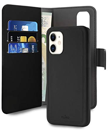 Puro 2-in-1-Lösung, magnetische Schutzhülle + 3 Kreditkartenfächer, Schwarz