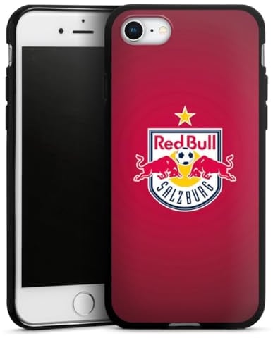 Silikon Hülle kompatibel mit Apple iPhone 7 Case schwarz Handyhülle FC Red Bull Salzburg Logo Offizielles Lizenzprodukt