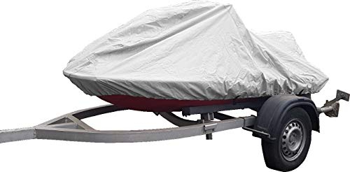 Infradesktrading Jet-Ski-Abdeckung mit Lüftungsöffnungen 600D Qualität | Large: 340cm lang x 160cm breit x 90cm hoch | Wasserfeste silbergraue Abdeckung mit Aufbewahrungsbeutel