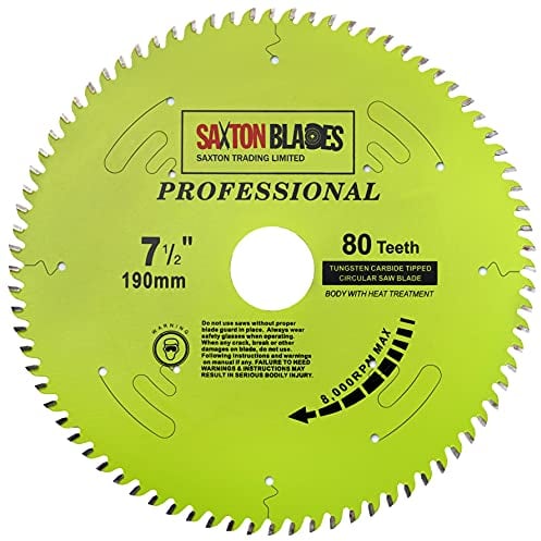 TCT19080TPRO Saxton Professional Range TCT Lama per sega circolare, 190 mm x 80 T x 30 mm, foro 16, 20, anelli di riduzione 25 mm