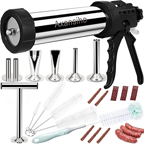 Pistolet à saucisses en acier inoxydable de grande capacité de 0,7 kg avec 5 buses, 5 brosses et poussoir à viande