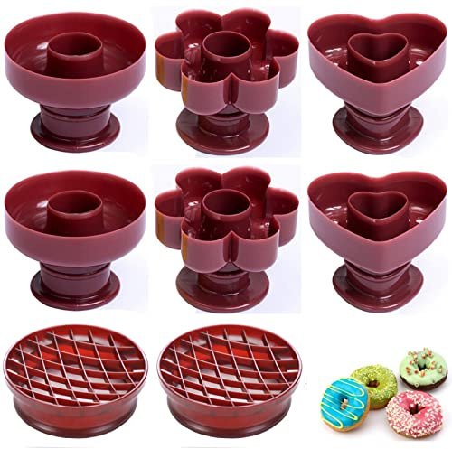 DD-life 8 Pcs Donut Maker Cutter, Doughnut Molds,DIY Donut Mold,Donut Cutter,Biscuit Stamp Cake Mould,Fondant Cake Bread Dessert Bakery Mould,Home Kitchen DIY Baking Tool