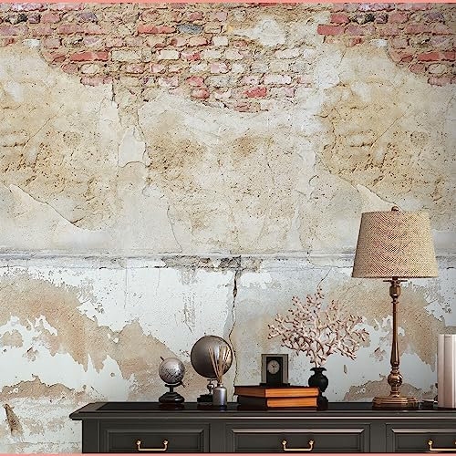Livingwalls Vliestapete - Backstein Tapete Betonoptik in Weiß, Braun und Beige - Wandtapete für verschiedene Räume - Wandbild XXL 2,80 m x 1,59 m