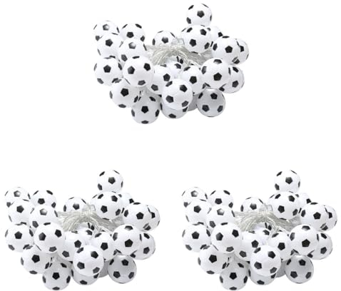 Warmhm 3 Stück Schnur Fußball-Lichterketten, LED Fußball Lichterkette Zaundekoration Sport Dekorationen Drinnen Beleuchtung Sportball Mottoparty