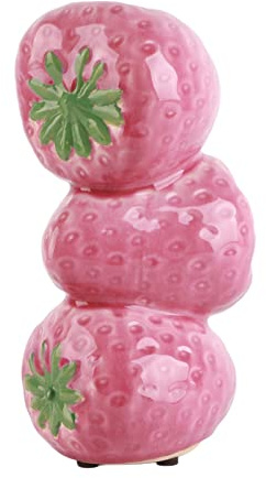 MISNODE Vintage-Erdbeervase, Niedliche Dekorative Keramikvase, Blumenvase, Erdbeer-Blumenarrangement, Erdbeer-Dekor für Zuhause, Schlafzimmer, Büro, Küche, Dekor(Hellrot)