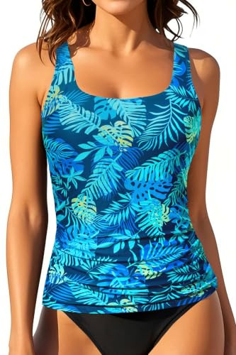 Aqua Eve Women's Nora Scoop Neck Wide Straps Tummy Control Tankini Top Tankini Top (Pack of 1)