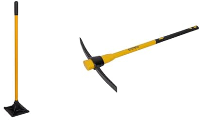 Roughneck ROU64379 Contractor's Tamper - Square 200x200mm/8x8 & ROU64352 Pick Axe with Fibreglass Handle 5lbs/2.27kg
