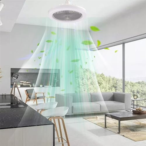 CEWIFO 2024 LED Aromatherapy Ceiling Fan with Lights, 30W Ceiling Light with Fan and Remote, Timing, 3 Color Dimmable LED, 3 Speeds for Small Spaces Bedroom Home Office Dormitory (Grey)