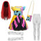 AENEY Girls Sally Nightmare-Before Christmas Costume, 5PCS Fancy Dress Outfits with Red Wig Bag Sleeves Leggings for Halloween (2XL,10-11 Years)