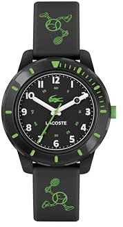 Lacoste Analog Quarzuhr für Kinder Kollektion Mini Tennis mit Schwarzes Silikonarmband - 2030061