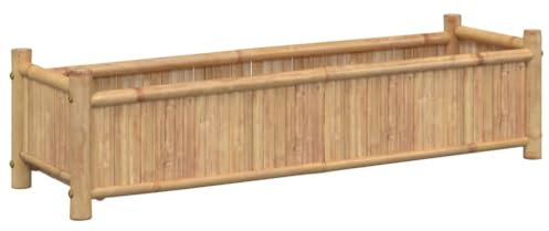 Makastle Jardinière en Bambou Rectangulaire Lit Surélevé, Bac à Fleurs Jardin, Exterieur Plante Lit, Pot de Fleurs sur Pieds, Pot de Plantes, Exterieur Potager Jardin, 100x30x25 cm