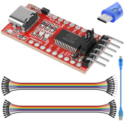 YELUFT USB to TTL Serial Converter Adapter with Type-C Data Cable, Support 3.3V 5V FT232RL Module FTDI Breakout Board for Arduino