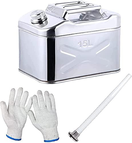 Kanister Metall-Benzinkanister, 10 l/15 l/20 l 304 Edelstahl-Notbenzin-Dieselkanister, für die Notversorgung von Kraftfahrzeugen im Gelände (Farbe: A, Größe: 15 l)