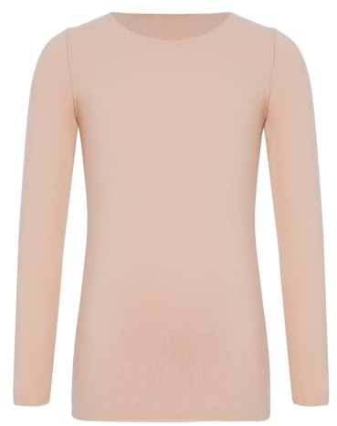 Hansber Sport Thermoshirt Für Mädchen Hautfarbenes Langarmshirt Ballett Top Für Yoga Training Unterwäsche