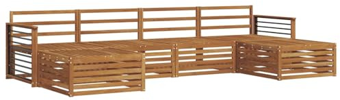 vidaXL Sofagarnituren 6 pcs Natur Massivholz Akazie, Akazienholz Sofa, Moderne Gartenmöbel, haltbare Sitzgruppe, Bequeme Möbel für Terrasse und Garten